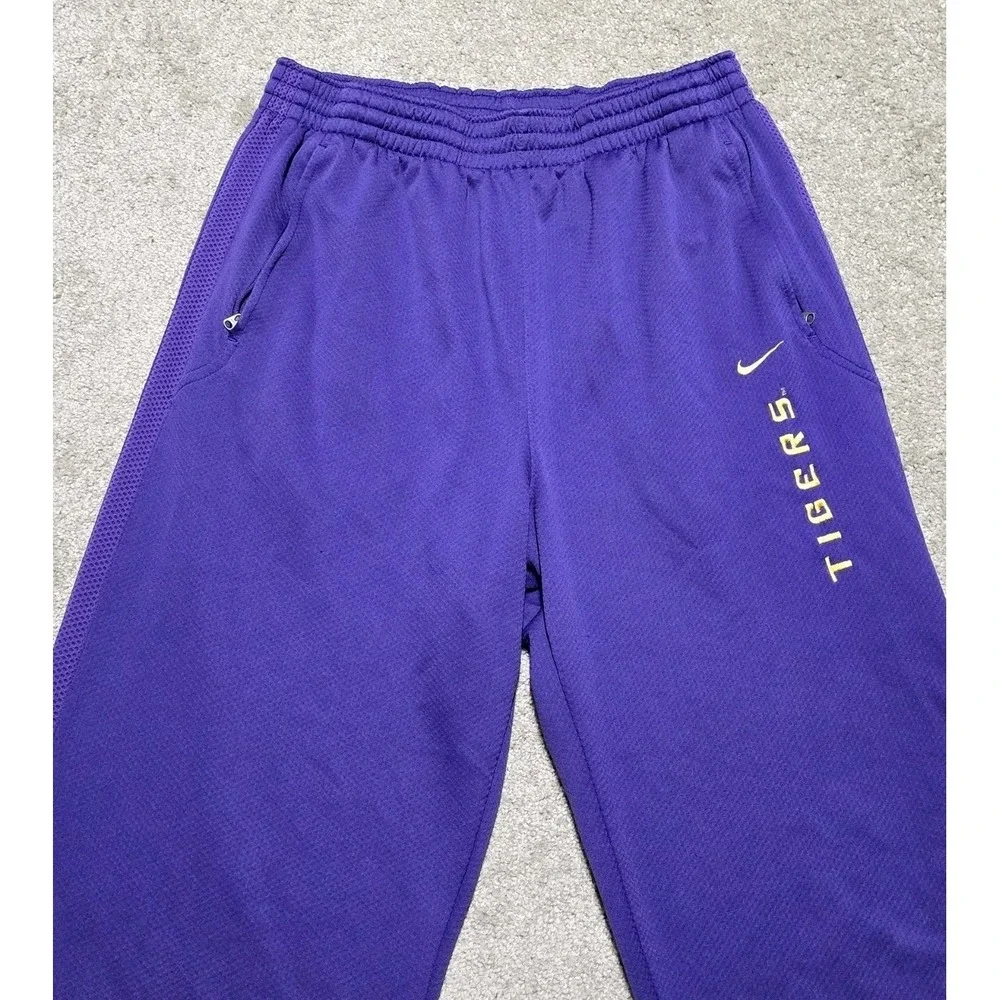 VTG Nike LSU‎ Tigers Team Issued purple Sweatpants Warmup Track Pants Dri-Fit XL